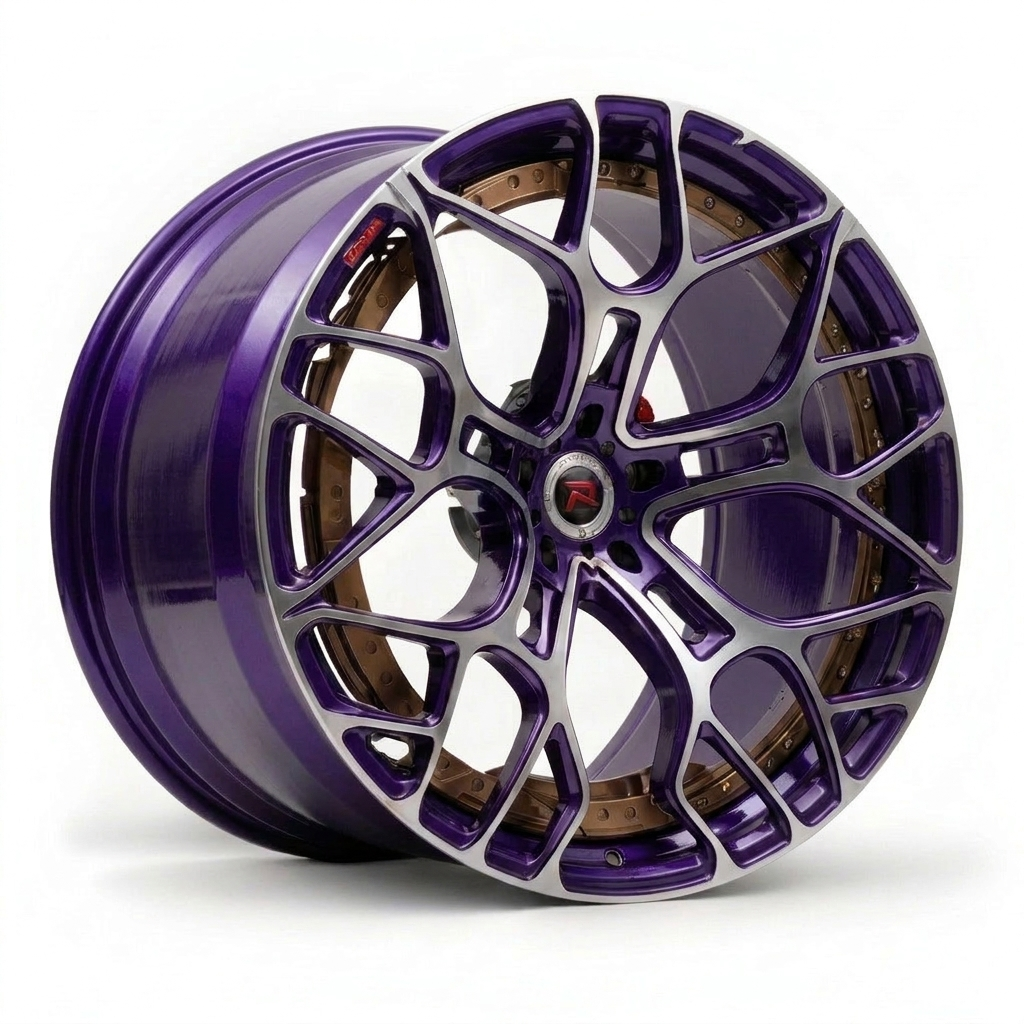 RZR XII forged wheel — Brushed Candy Purple / Machined Face / Bronze Barrel