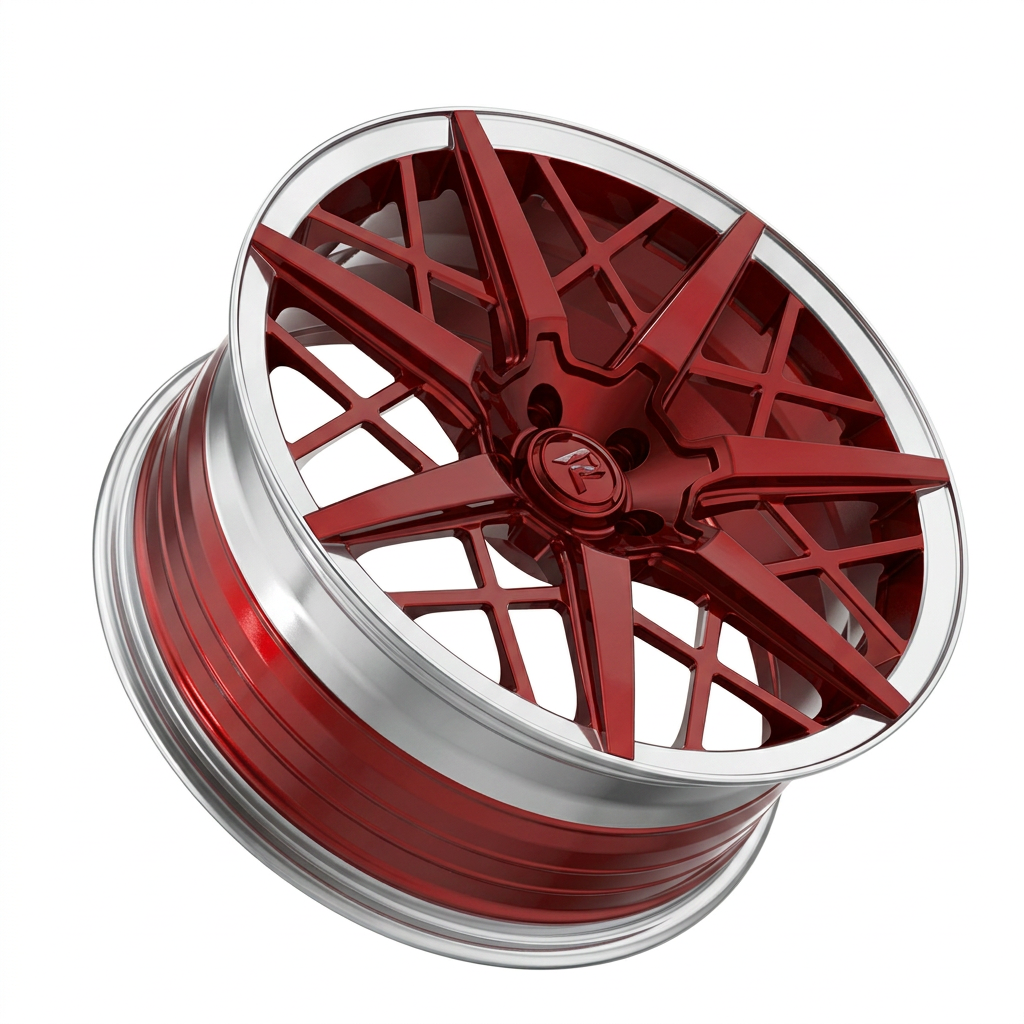 RZR LXXII forged wheel — Candy Red / Polished Lip