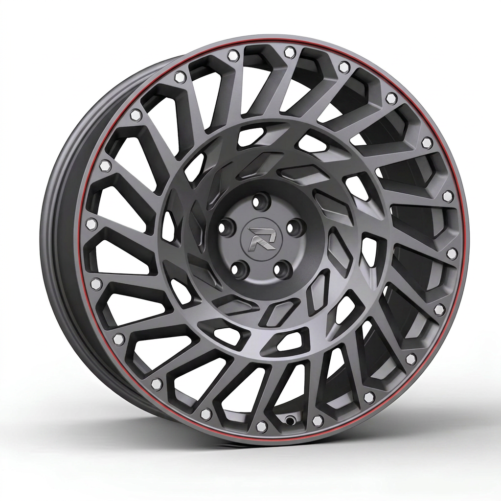RZR CLXXIX forged wheel — Gunmetal / Red Pinstripe