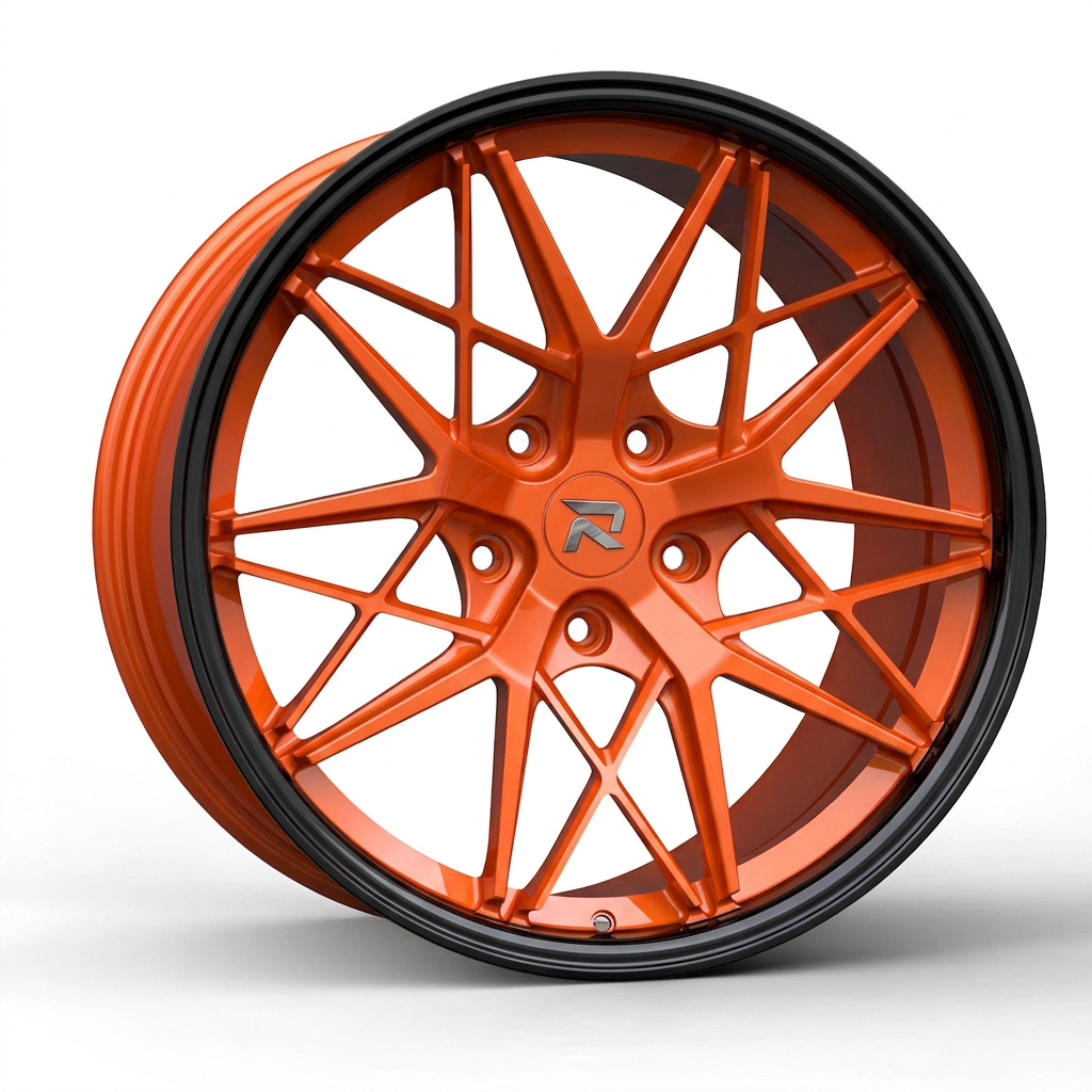 RZR CLXXIII forged wheel — Candy Orange / Gloss Black Lip