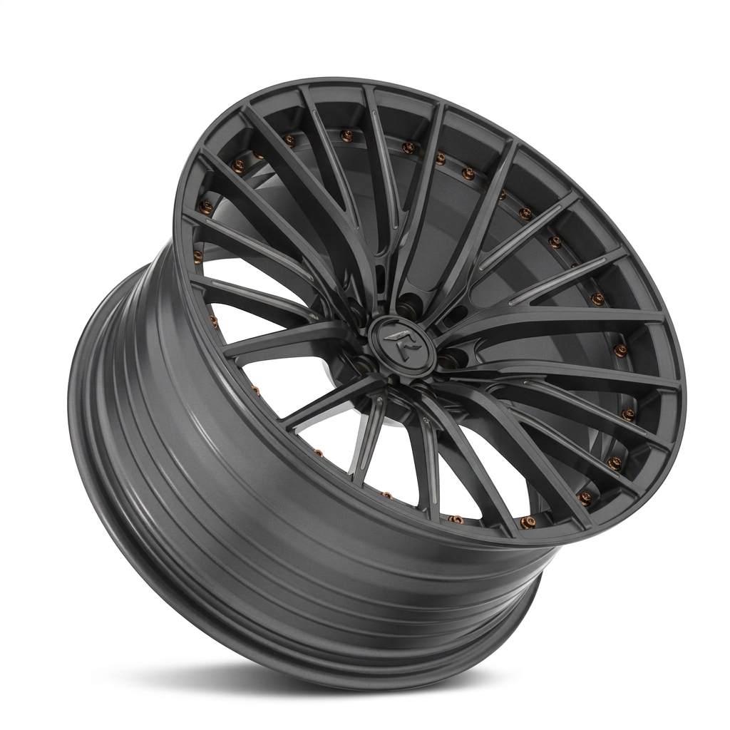 RZR LXXVI forged wheel — Matte Anthracite / Bronze Hardware