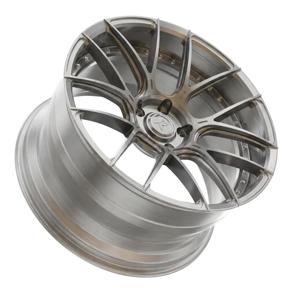 RZR II forged wheel — Brushed Titanium / Machined Face