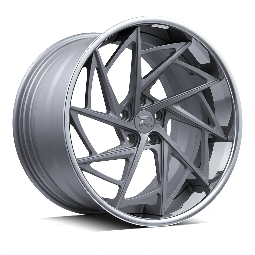 RZR XCVI forged wheel — Frozen Grey Matte / Polished Lip