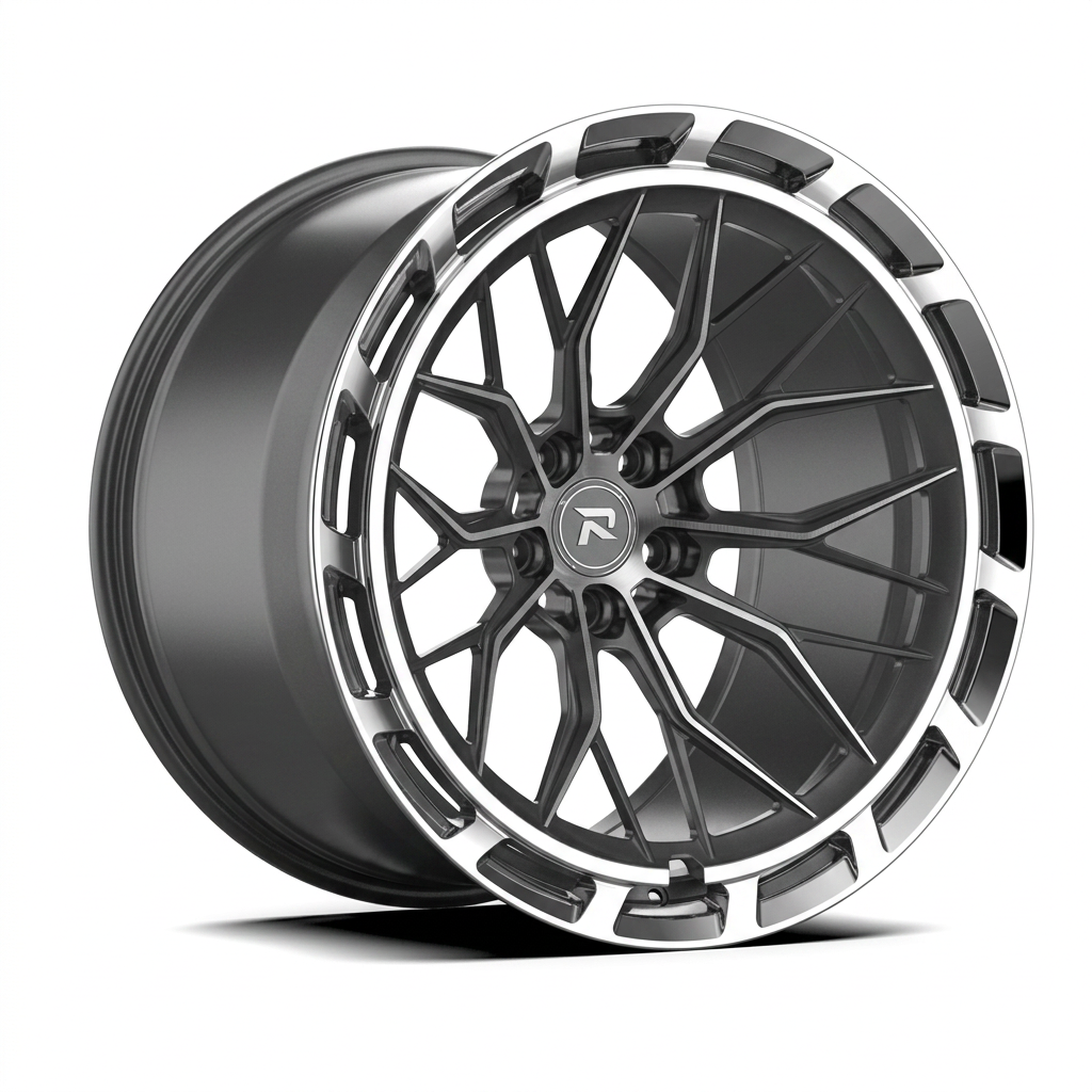 RZR CXLVIII forged wheel — Graphite Machined / Polished Lip