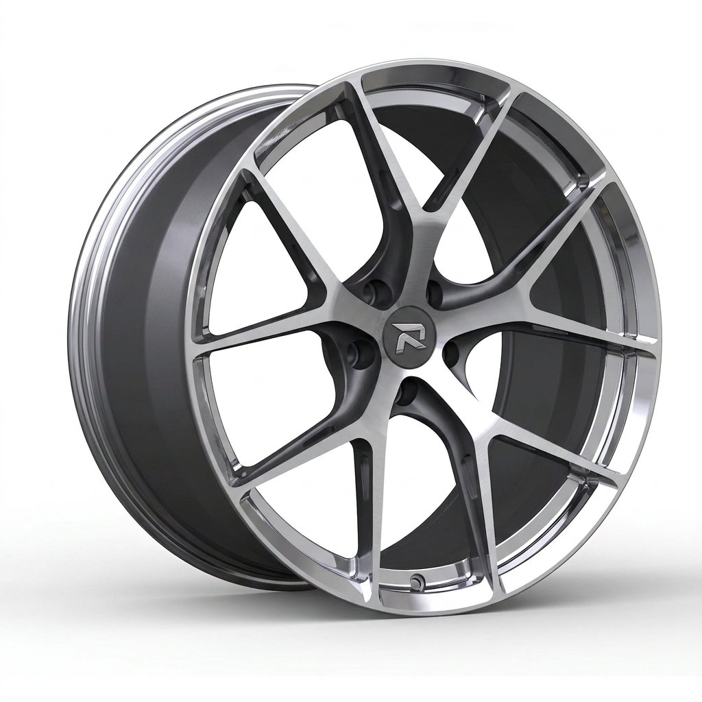 RZR CCI forged wheel — Graphite Machined / Polished Lip