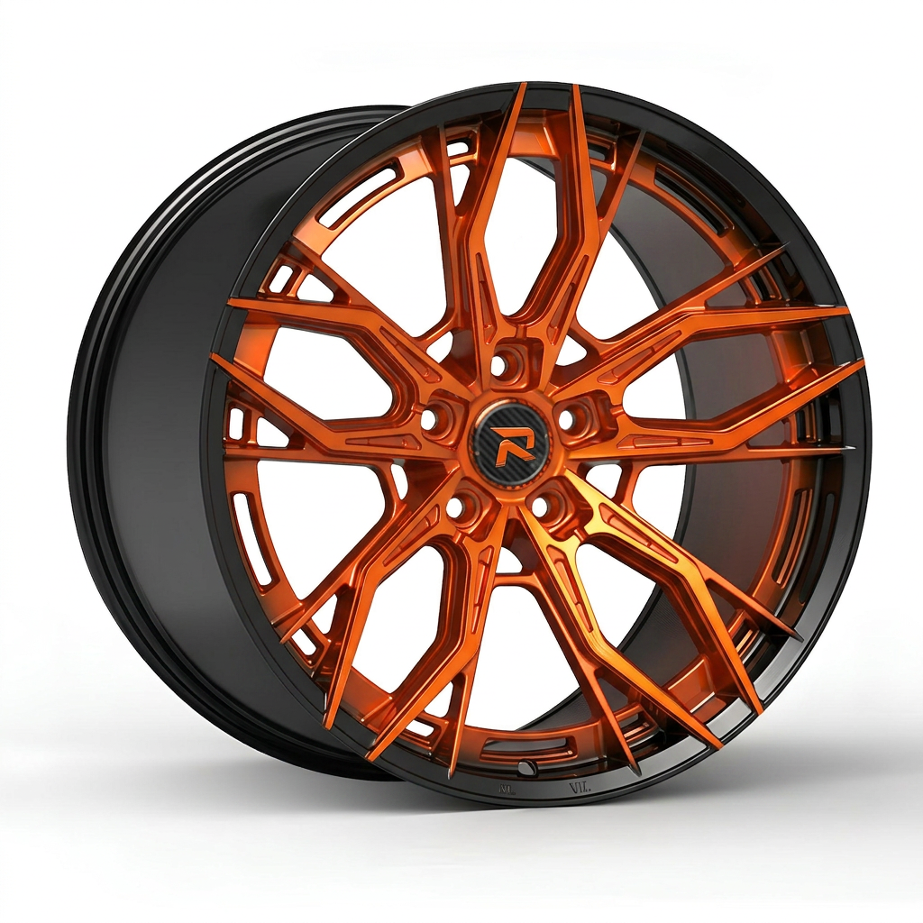 RZR CXXXV forged wheel — Candy Orange / Gloss Black Lip