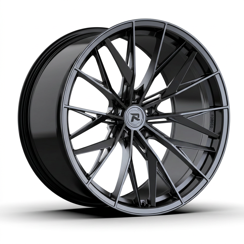 RZR CXXXVI forged wheel — Smoked Chrome / Gloss Black