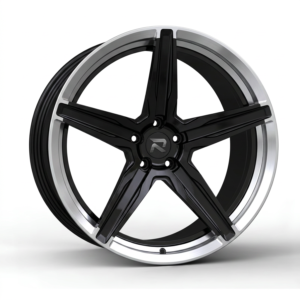 RZR CXXVIII forged wheel — Gloss Black / Polished Lip