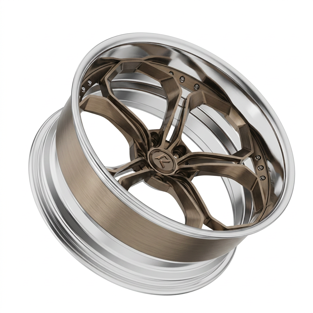 RZR LXIV forged wheel — Brushed Bronze / Polished Lip