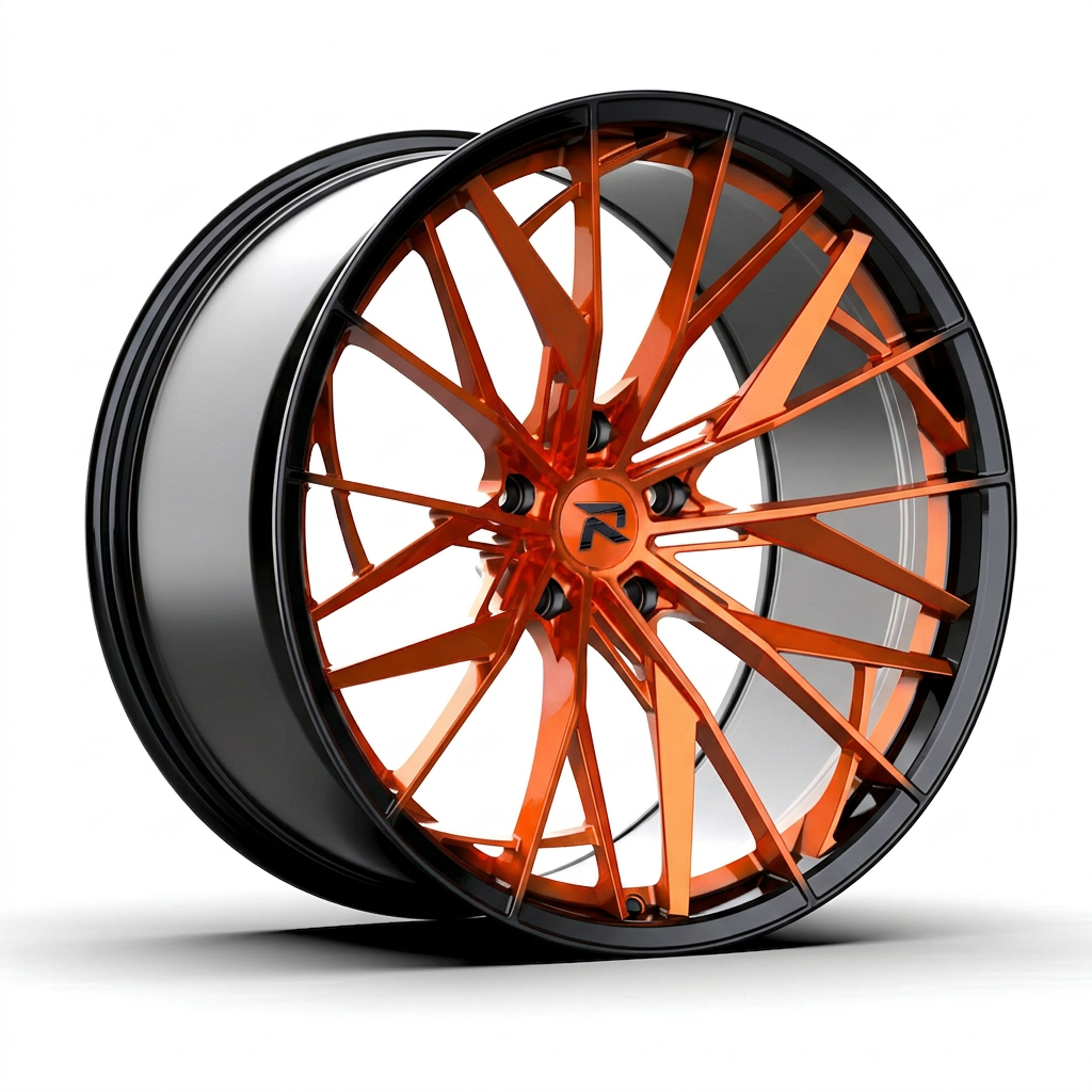 RZR CXXXIV forged wheel — Candy Orange / Gloss Black Lip