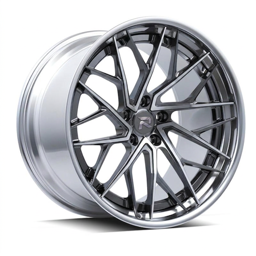 RZR XCIII forged wheel — Graphite Machined / Polished Lip