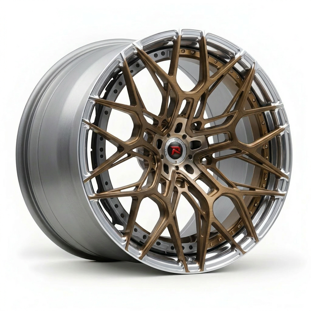 RZR XX forged wheel — Brushed Bronze / Polished Lip
