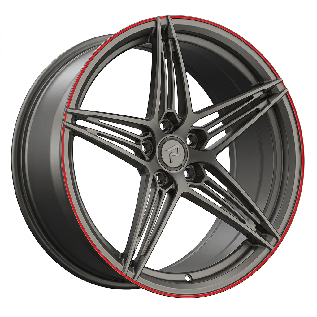 RZR LXXX forged wheel — Gunmetal / Red Pinstripe