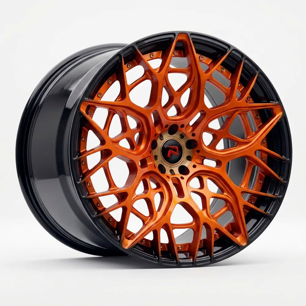 RZR LV forged wheel — Candy Orange / Gloss Black Lip