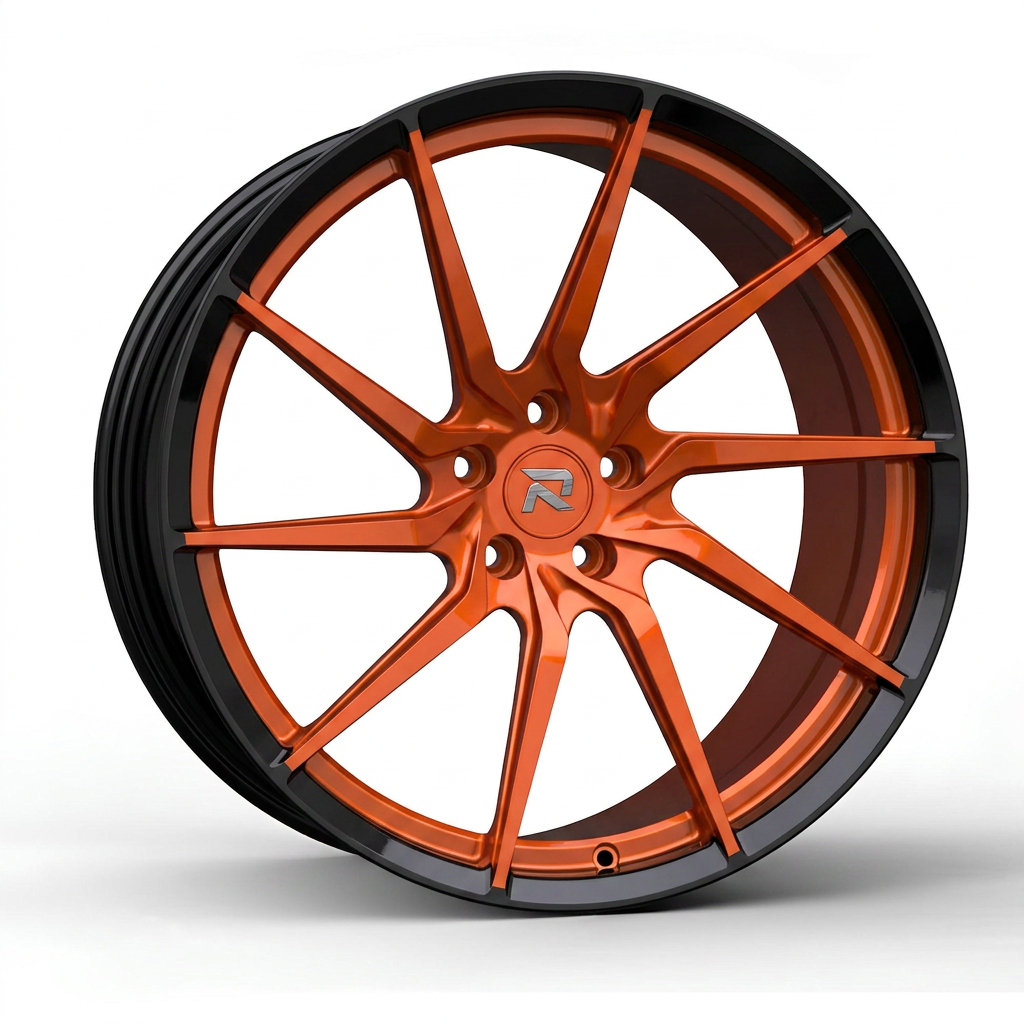 RZR CCIV forged wheel — Candy Orange / Gloss Black Lip