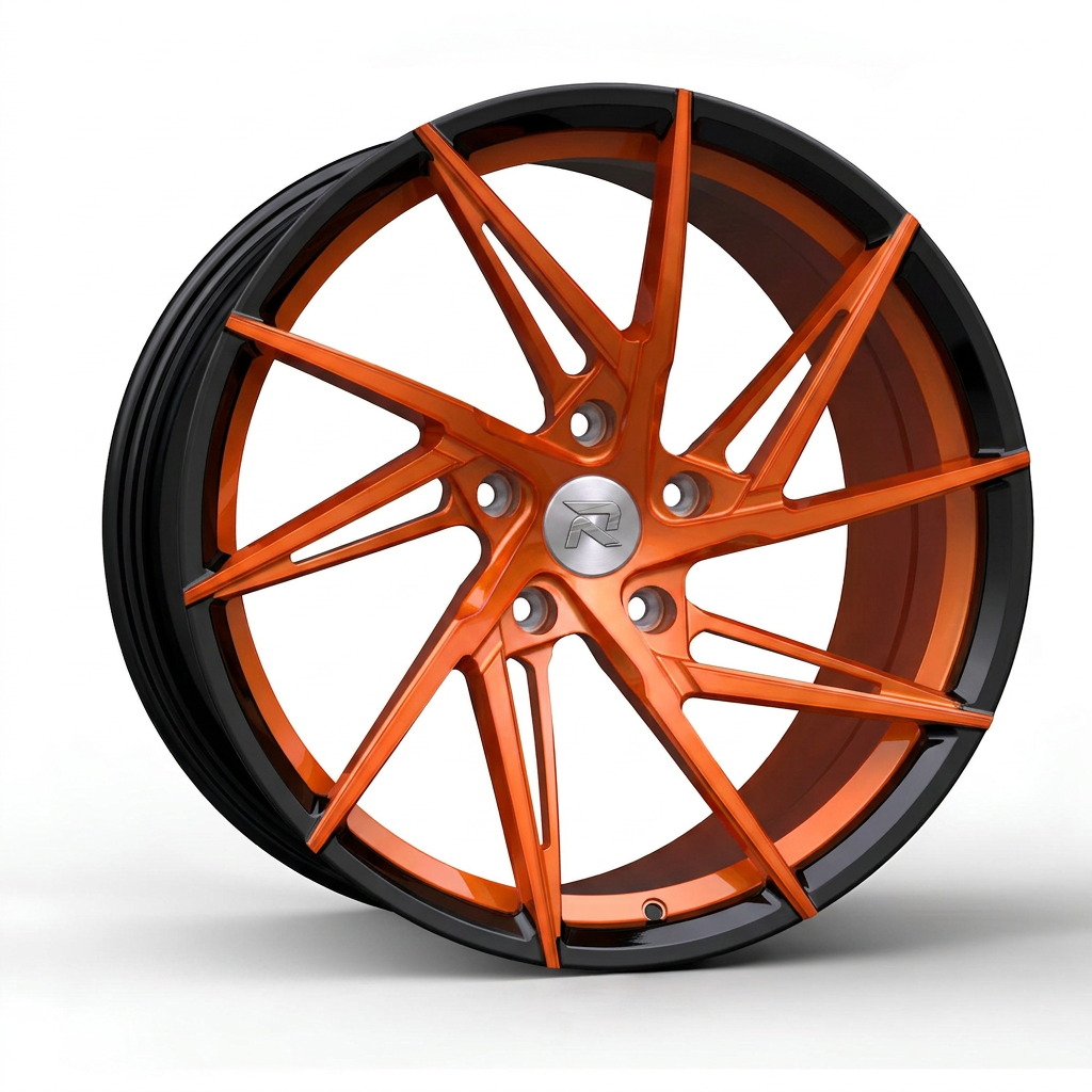 RZR CXII forged wheel — Candy Orange / Gloss Black Lip