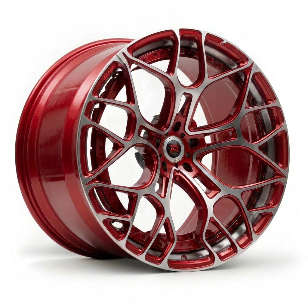 RZR XII forged wheel — Brushed Candy Red / Machined Face