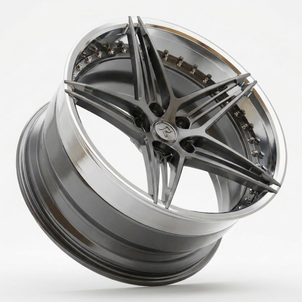 RZR VII custom forged wheel in Brushed Dark Graphite / Polished Lip