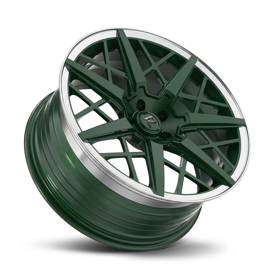 RZR LXXII forged wheel — British Racing Green / Polished Lip