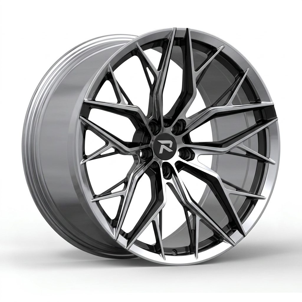 RZR CLXV forged wheel — Liquid Silver Chrome / Black Accents