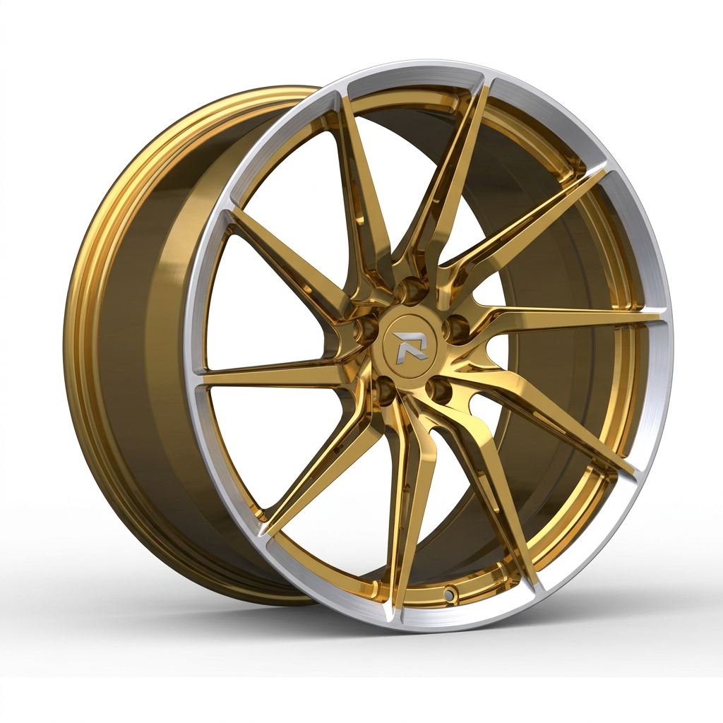 RZR CXLIV forged wheel — Gloss Gold / Machined Lip