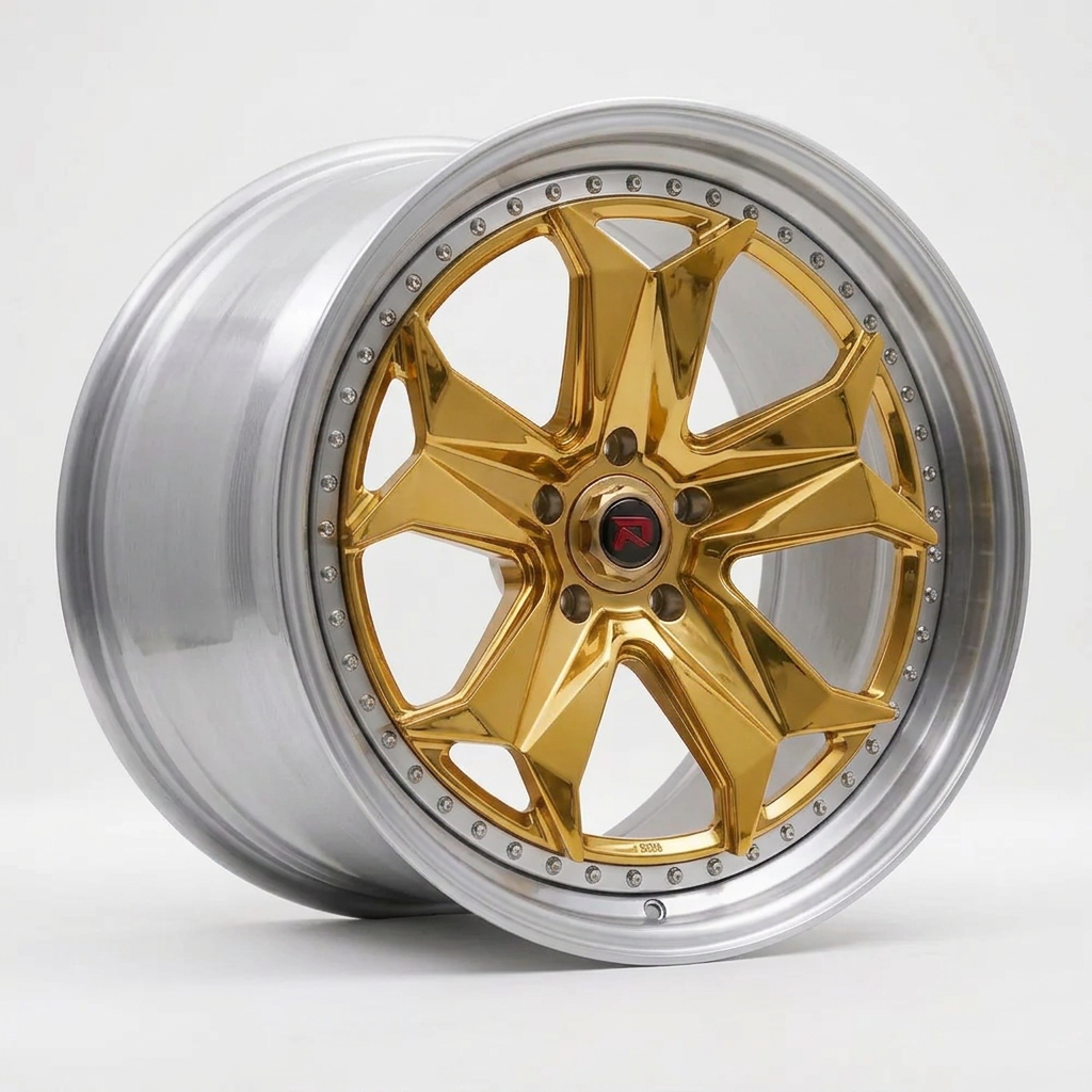 RZR XXXIV forged wheel — Gloss Gold / Machined Lip