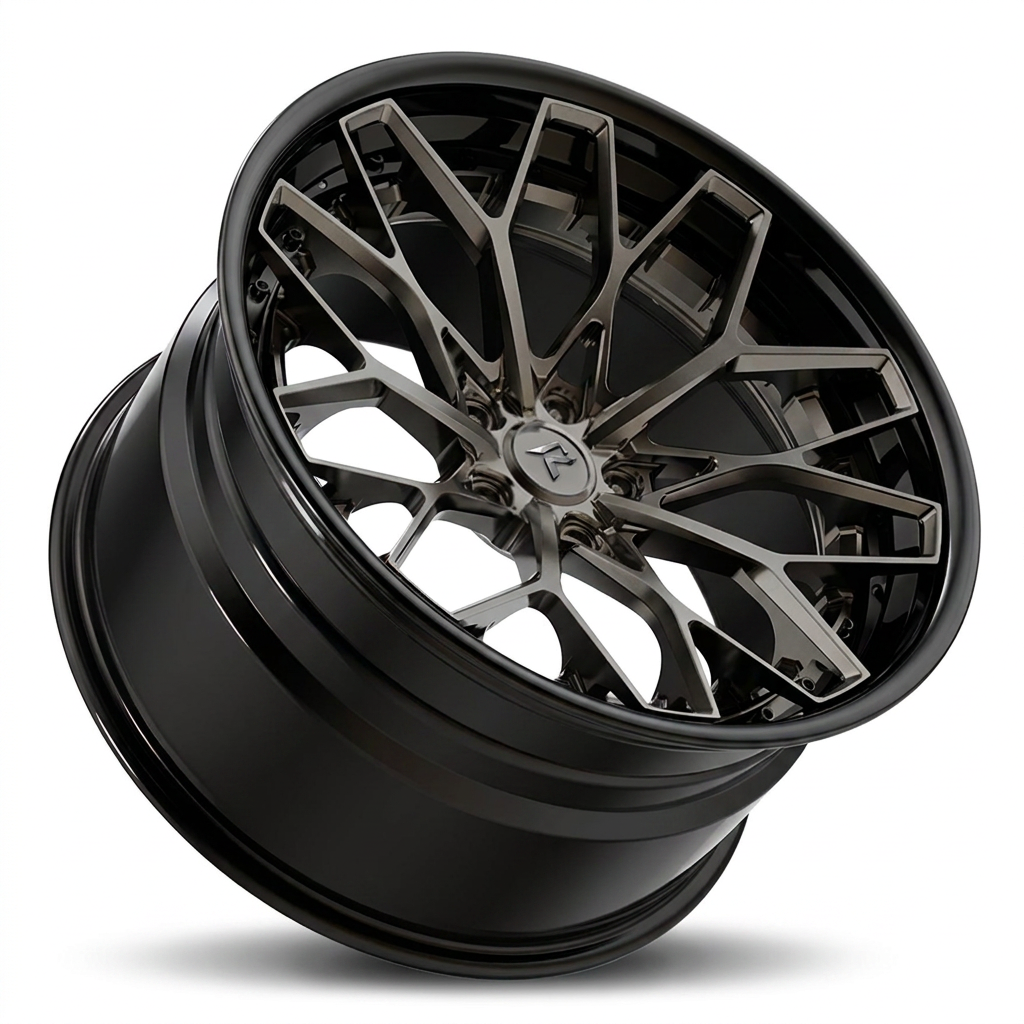 RZR VIII forged wheel — Brushed Bronze Face / Gloss Black Barrel