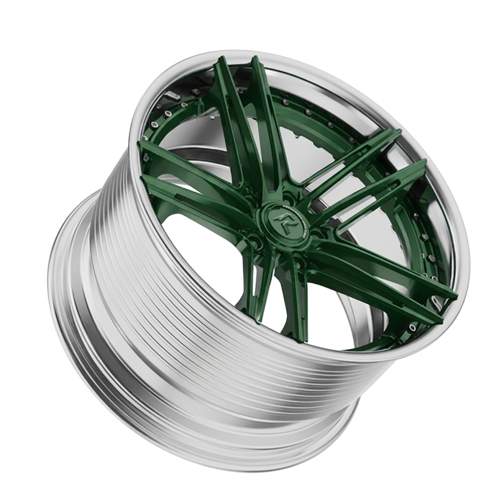 RZR LXIX forged wheel — British Racing Green / Polished Lip