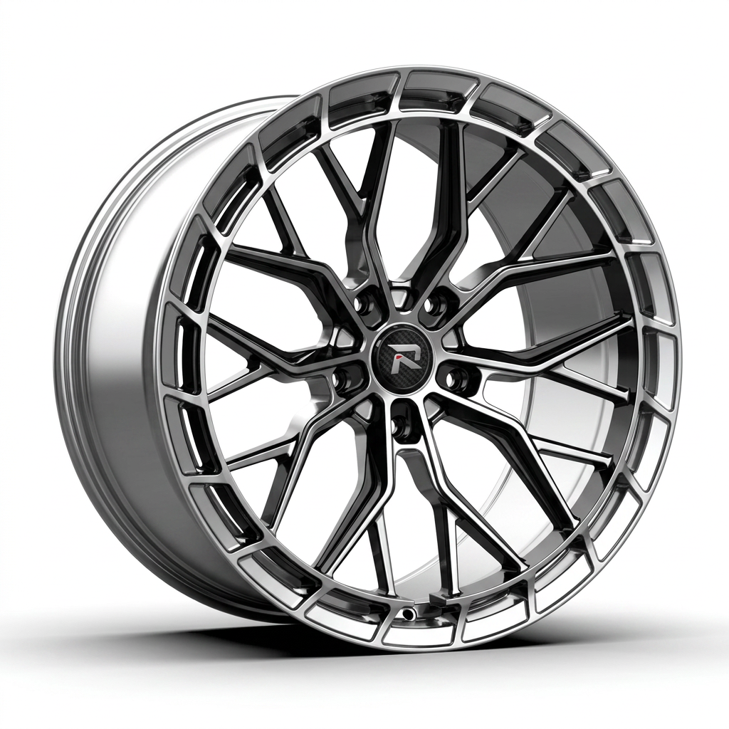 RZR CXXVI forged wheel — Liquid Silver Chrome / Black Accents