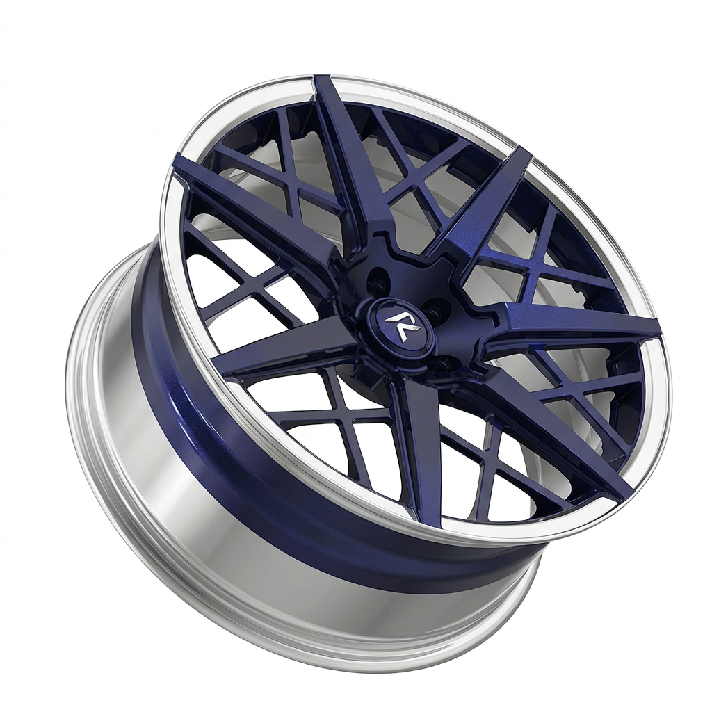 RZR LXXII forged wheel — Midnight Blue Pearl / Polished Lip