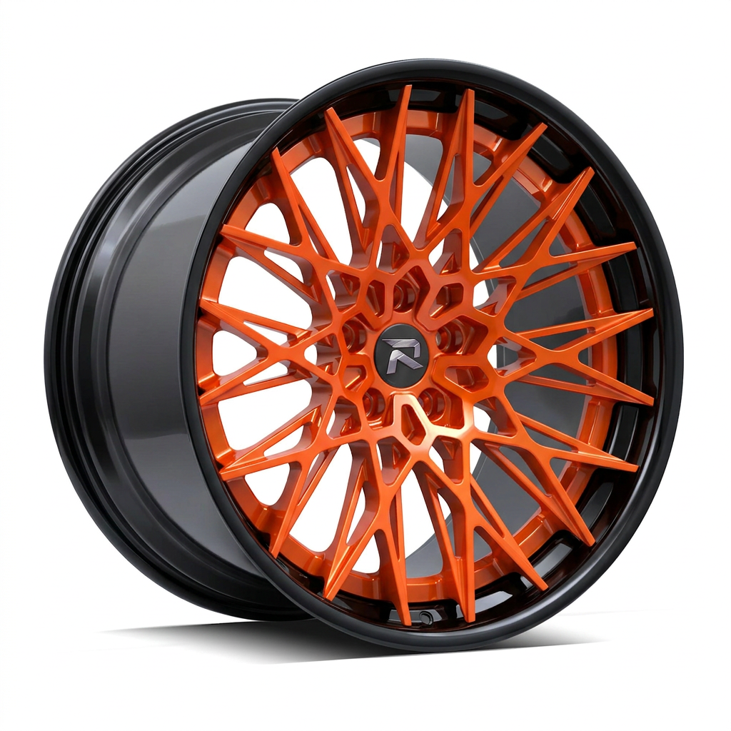 RZR CI forged wheel — Candy Orange / Gloss Black Lip