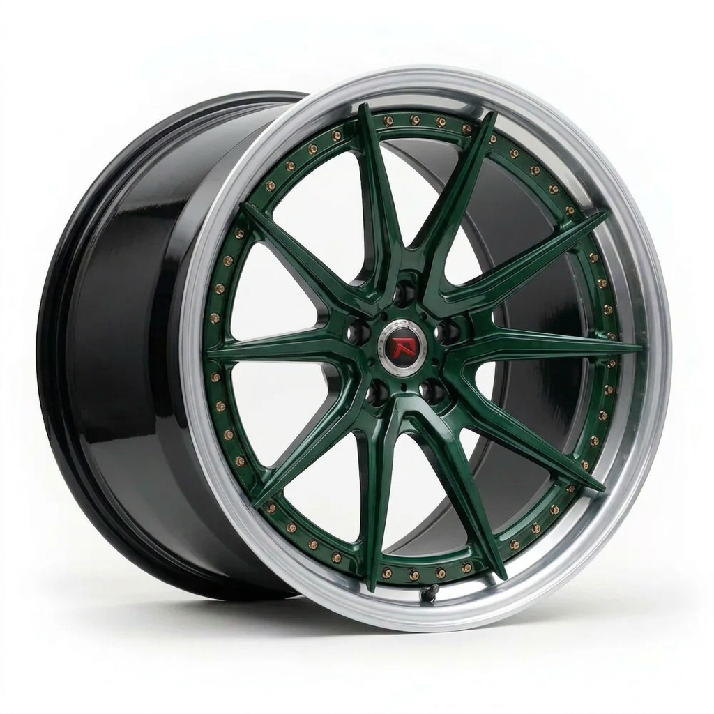 RZR XXIX forged wheel — British Racing Green / Polished Lip