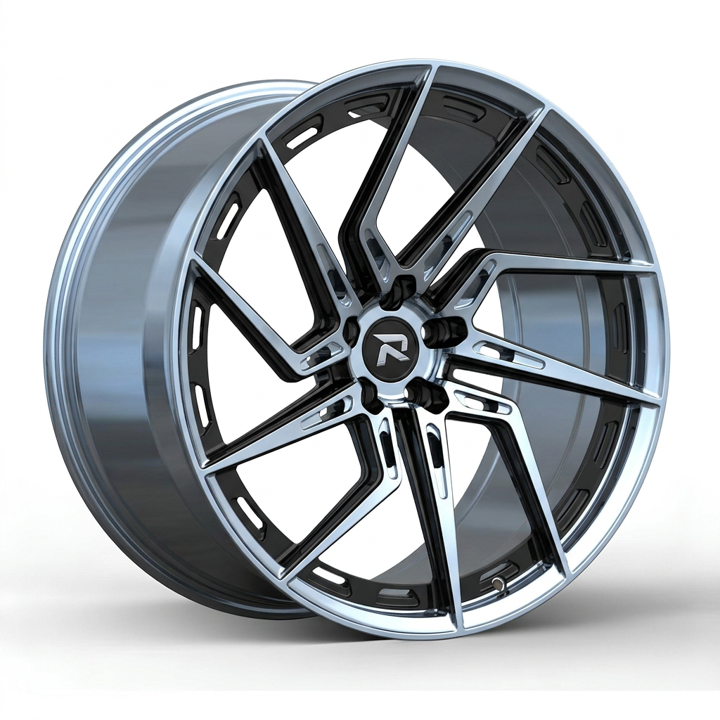 RZR CC forged wheel — Liquid Silver Chrome / Black Accents