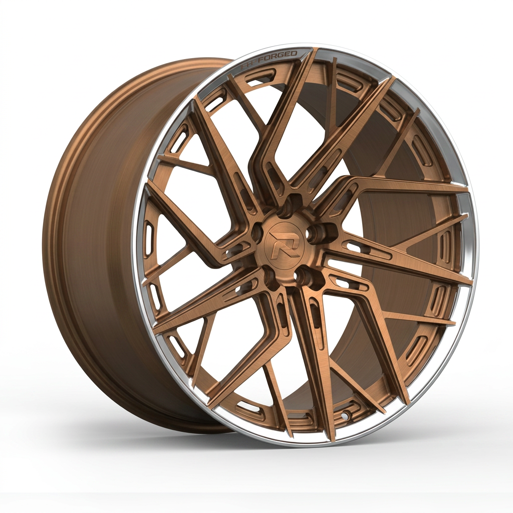RZR CLIV forged wheel — Brushed Bronze / Polished Lip