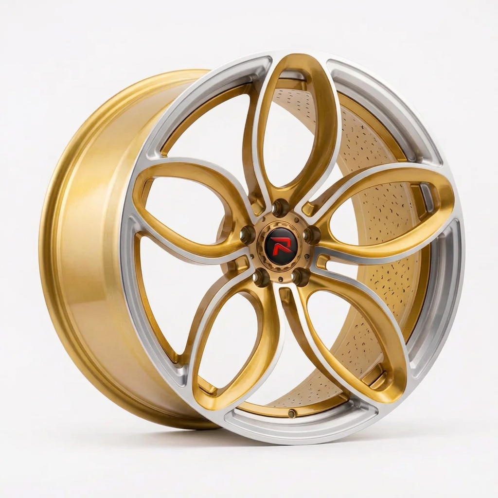 RZR XLVIII forged wheel — Gloss Gold / Machined Lip