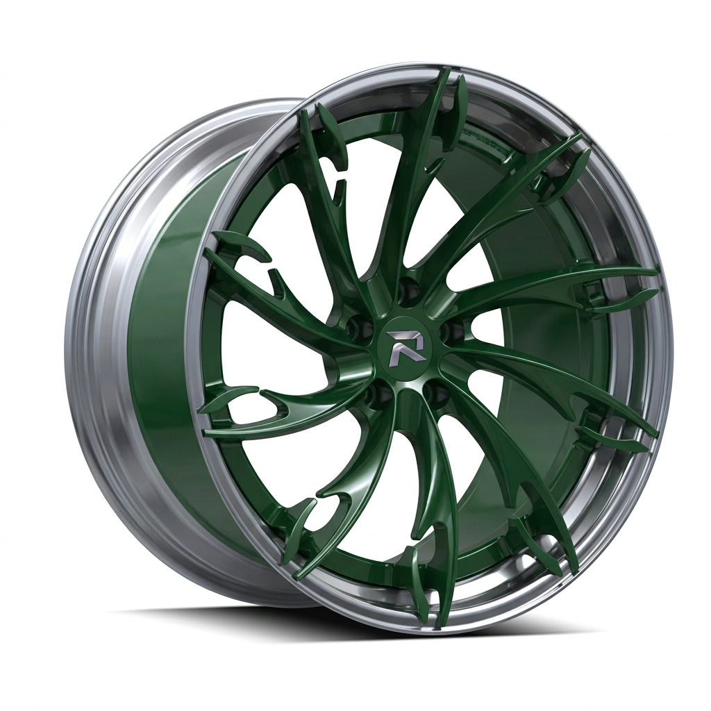 RZR CV forged wheel — British Racing Green / Polished Lip