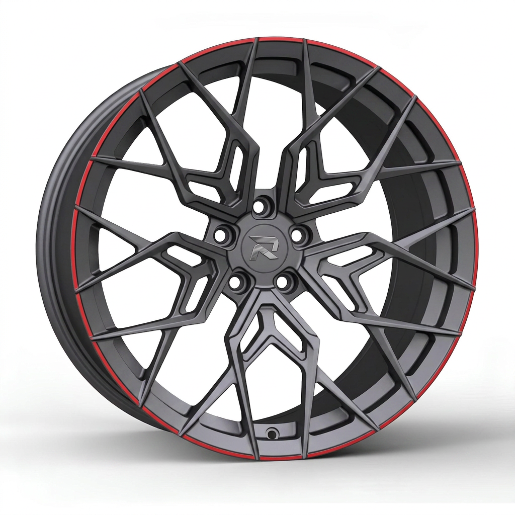 RZR CLXXI forged wheel — Gunmetal / Red Pinstripe