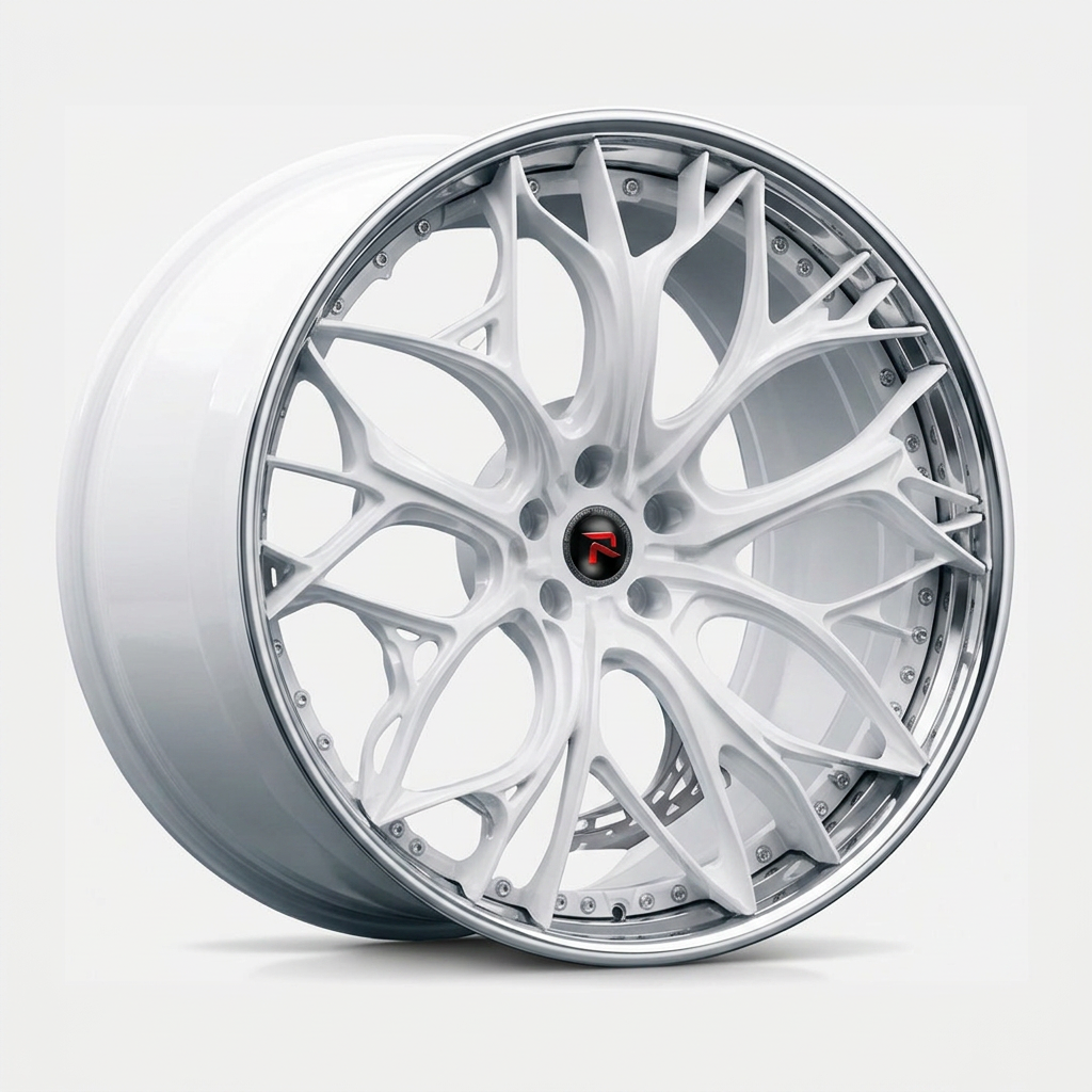 RZR XXI forged wheel — Gloss White / Polished Lip