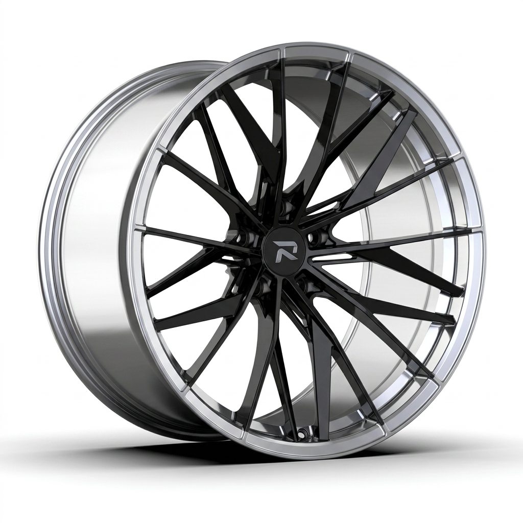 RZR CXXXVIII forged wheel — Gloss Black / Polished Lip