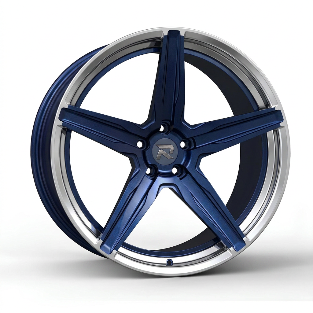 RZR CXXVIII forged wheel — Midnight Blue Pearl / Polished Lip