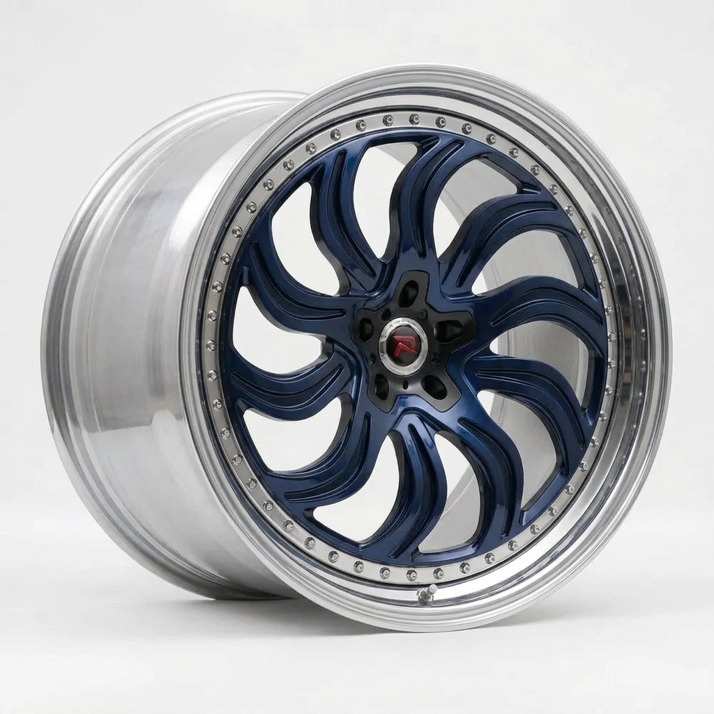 RZR XXXIII forged wheel — Midnight Blue Pearl / Polished Lip