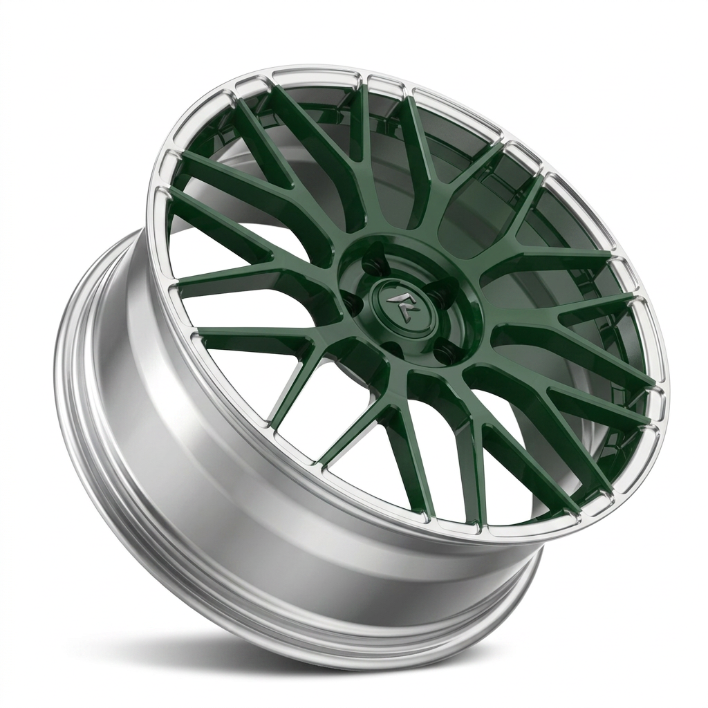 RZR LXXXIX forged wheel — British Racing Green / Polished Lip