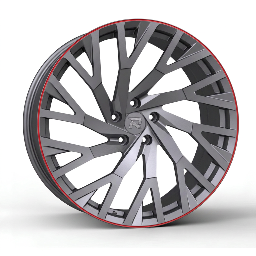 RZR CCV forged wheel — Gunmetal / Red Pinstripe