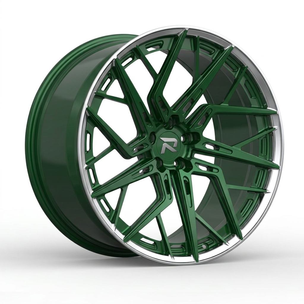 RZR CLIV forged wheel — British Racing Green / Polished Lip