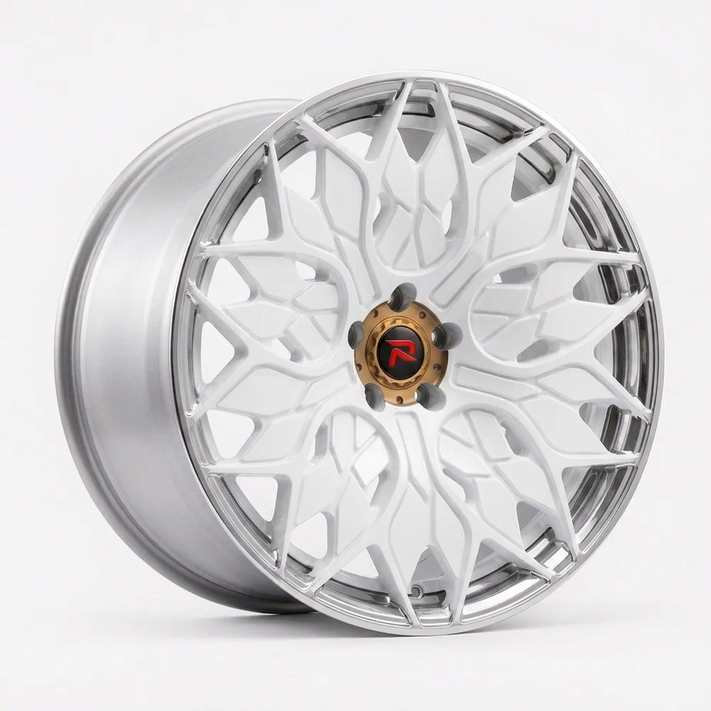 RZR L forged wheel — Gloss White / Polished Lip