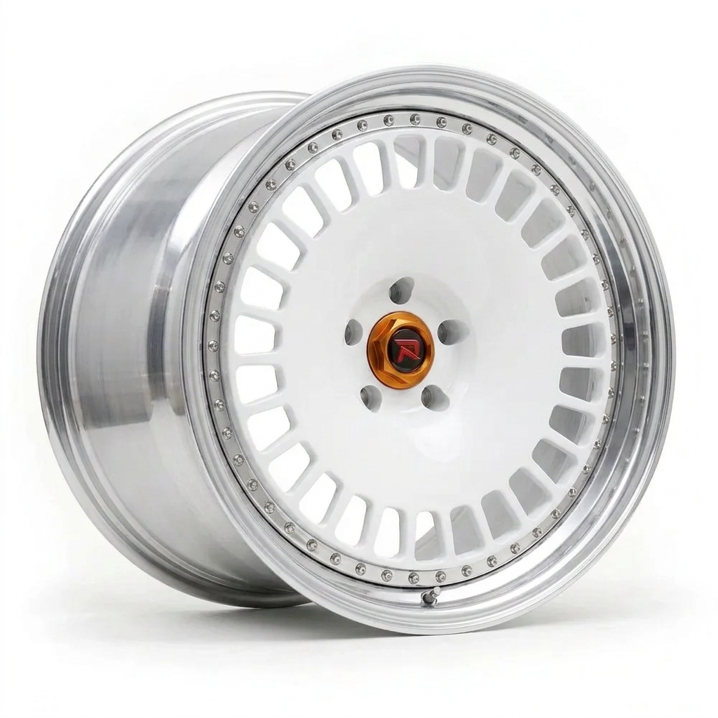 RZR XLI forged wheel — Gloss White / Polished Lip