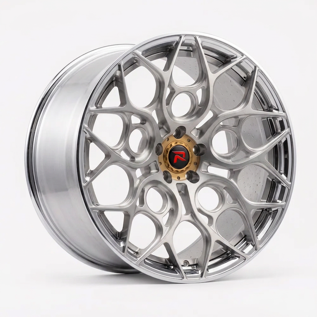 RZR XXXVI forged wheel — Brushed Silver / Polished Lip