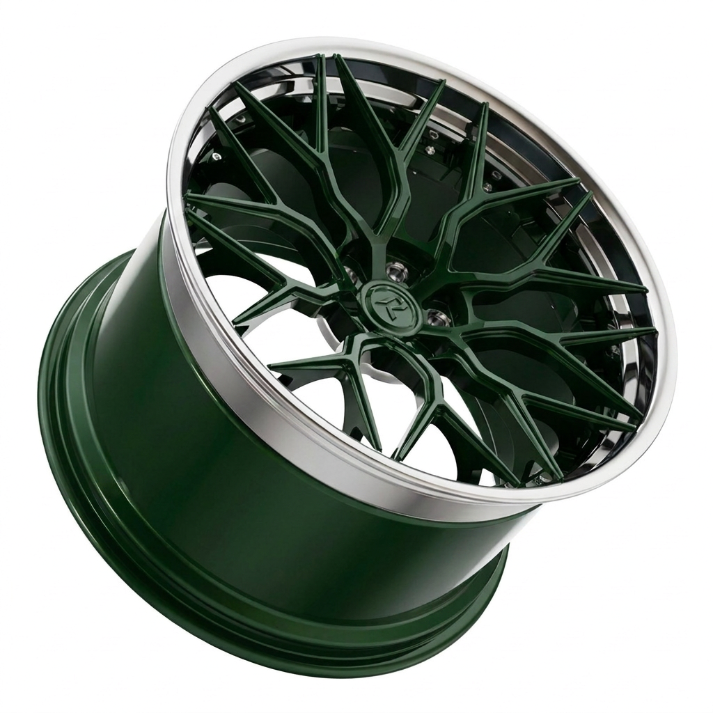 RZR I forged wheel — British Racing Green / Polished Lip