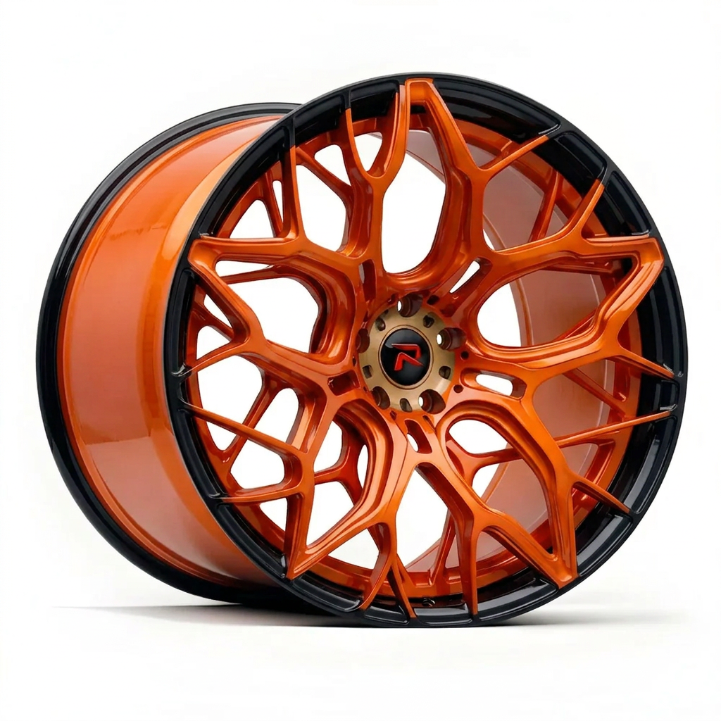RZR XLIII forged wheel — Candy Orange / Gloss Black Lip