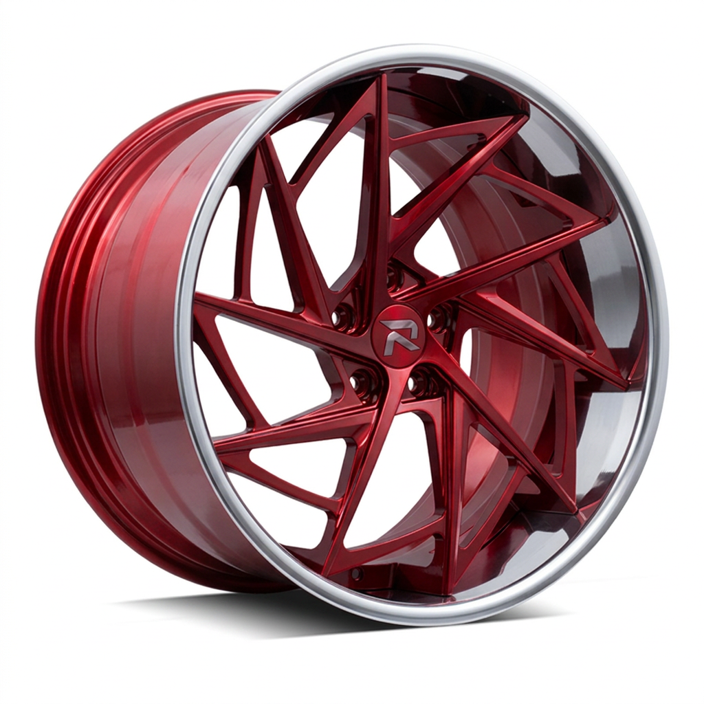RZR XCVI forged wheel — Candy Red / Polished Lip